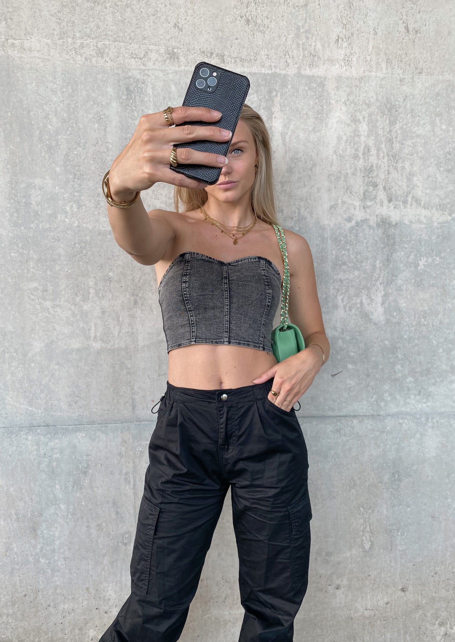 DENIM TOP - GREY