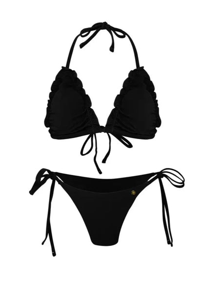 RUFFLE BIKINI (INCL. OMSLAG DOEK) - BLACK