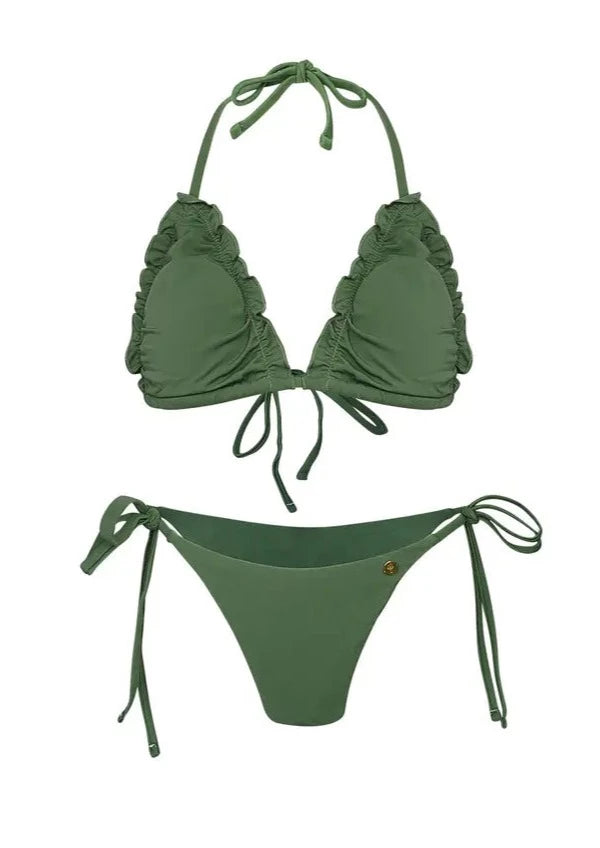 RUFFLE BIKINI (INCL. OMSLAG DOEK) - GREEN
