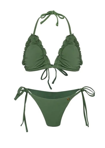 RUFFLE BIKINI (INCL. OMSLAG DOEK) - GREEN