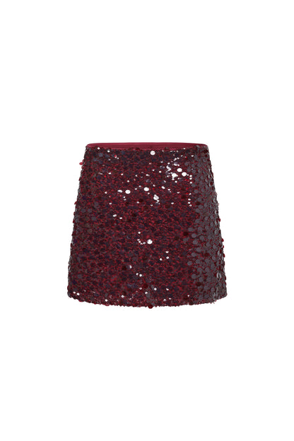SEQUINS SKIRT - BURGUNDY