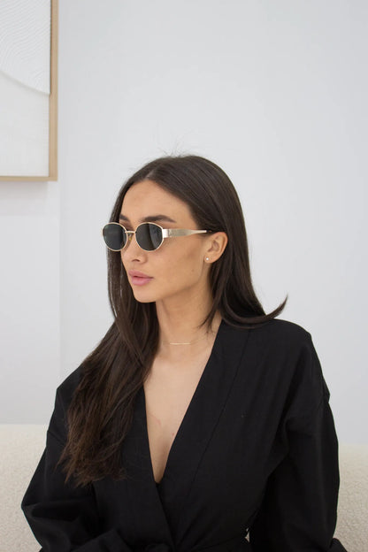 LINA SUNGLASS GOUD (DONKERGROENE GLAZEN)