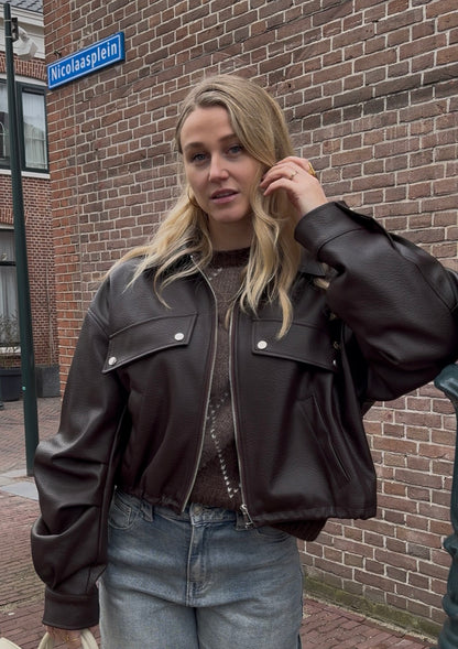 NORA LEATHERLOOK JACKET - BRUIN