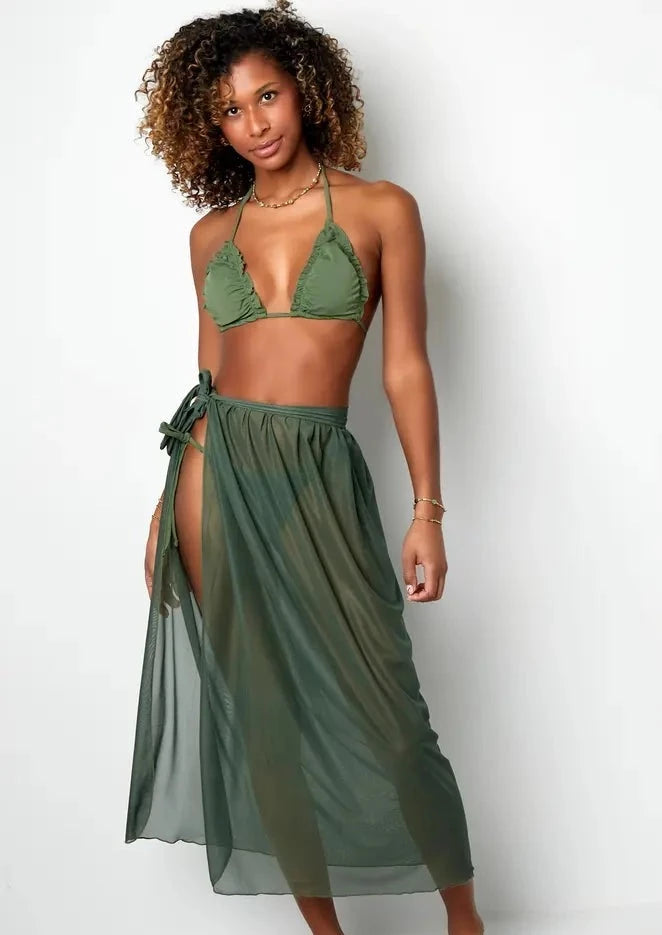 RUFFLE BIKINI (INCL. OMSLAG DOEK) - GREEN