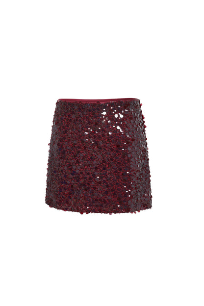 SEQUINS SKIRT - BURGUNDY