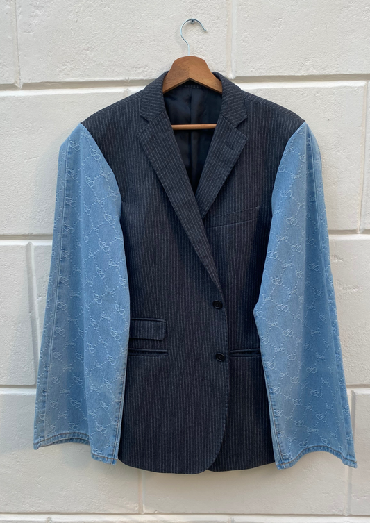 CBJ X MONTÉRNO BLAZER 035 - GRIJS DUN GESTREEPT