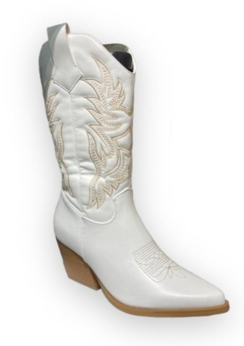 COWBOY BOOTS - WHITE & BEIGE