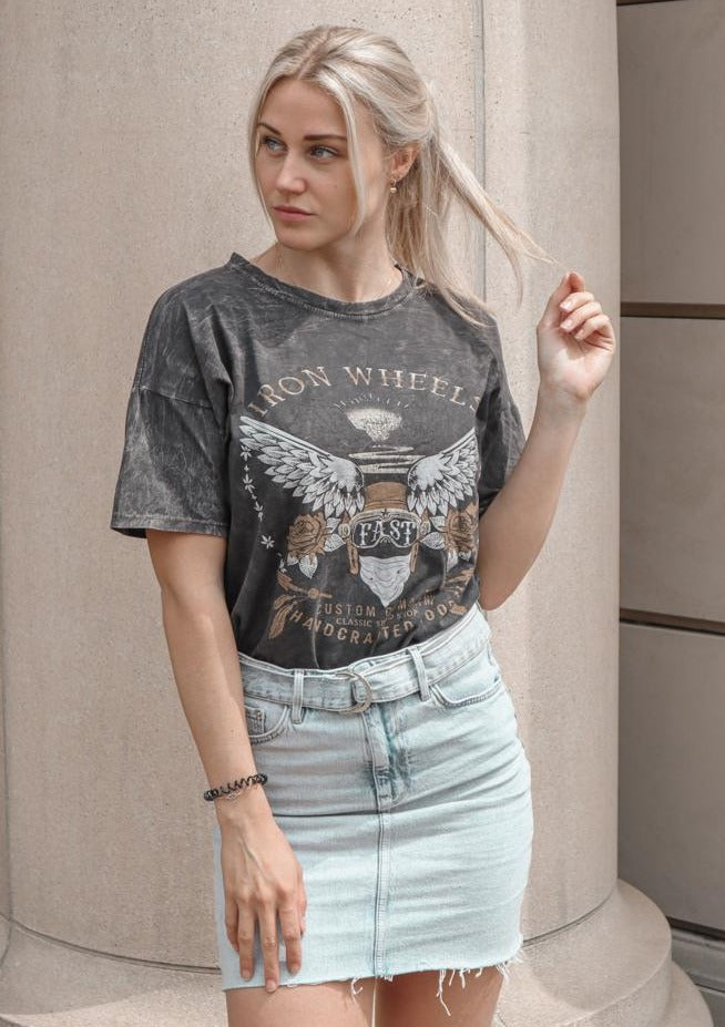 IRON WHEEL TEE - GREY