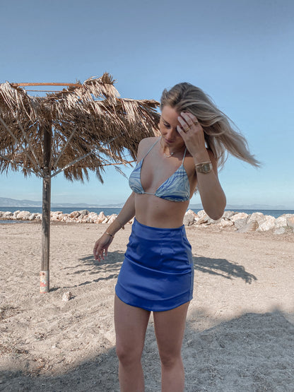 JADA SATIN SKIRT - COBALT BLAUW