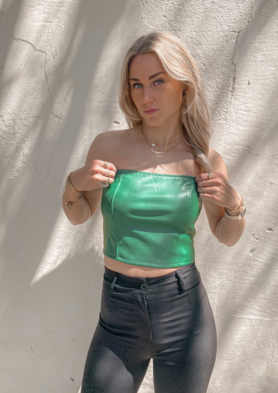 LEATHER TOP - GREEN